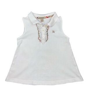 Burberry White Sleeveless Polo Shirt Size 8